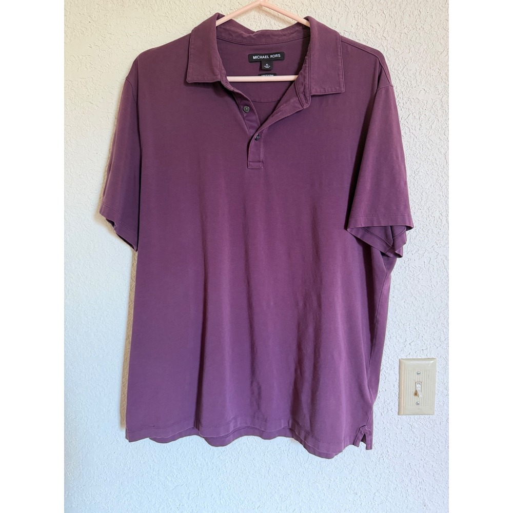 Michael Kors Mens‎ XL Purple Stretch Pima Cotton Short Sleeve Polo Shirt